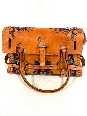 Luella Bartley Gisele Western Floral Leather Satchel Handbag Y2K Rare